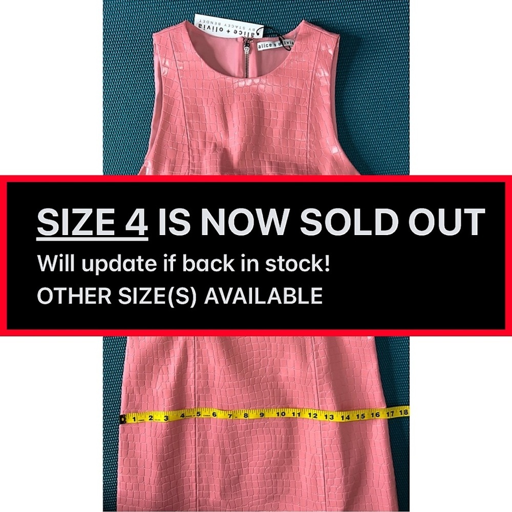 Alice + Olivia Daven Pink Sleeveless Vegan Leather Croc Mini Dress - Picture 13 of 16